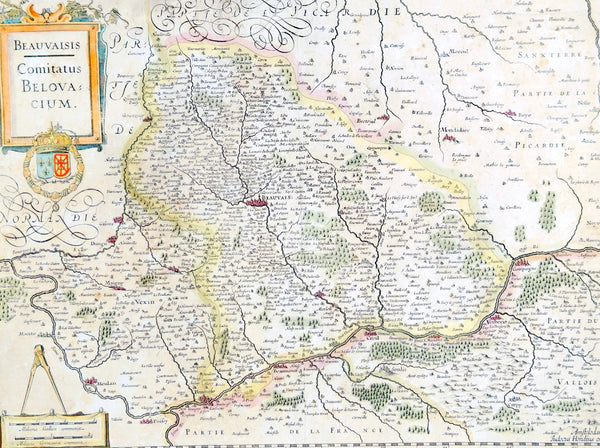 1638 Gerard Mercator & Henricus Hondius Antique Map of Beauvais Region, France