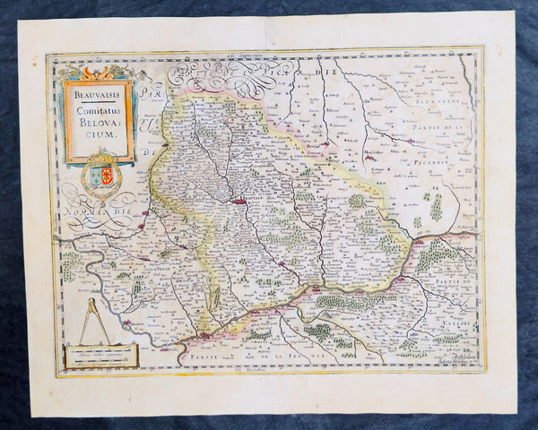 1638 Gerard Mercator & Henricus Hondius Antique Map of Beauvais Region, France