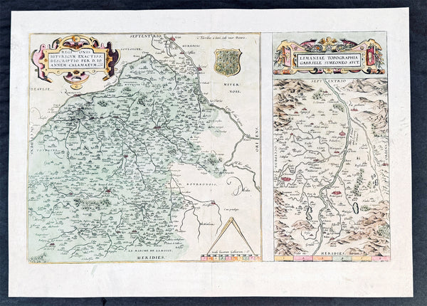 1575 Abraham Ortelius Antique Maps of Loire Valley, River & Alliers River France