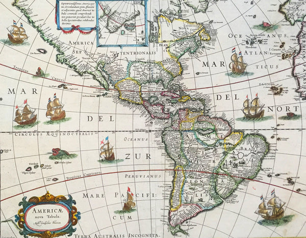 1638 Joan Blaeu Antique Map of America - Americae nova Tabula