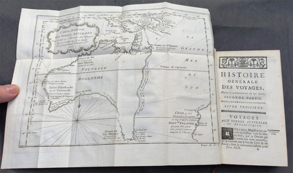 1753 Diderot & Bellin Antique Atlas History of Early Voyages to Australia w/ Map