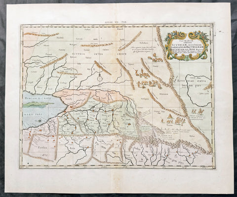 1695 Gerard Mercator Antique Ptolemy Map of Caspian Sea Kazakhstan to Iran