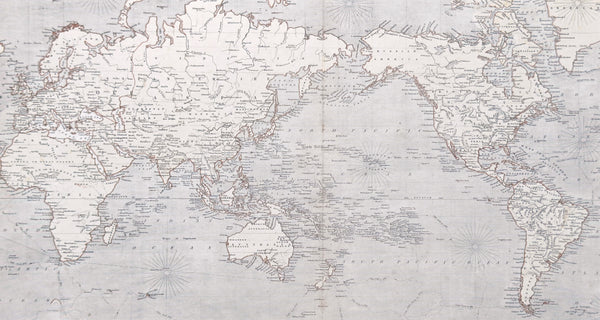 1844 Johnston Large Antique World Map Nation of Texas, Wilkes & Ross Antarctica