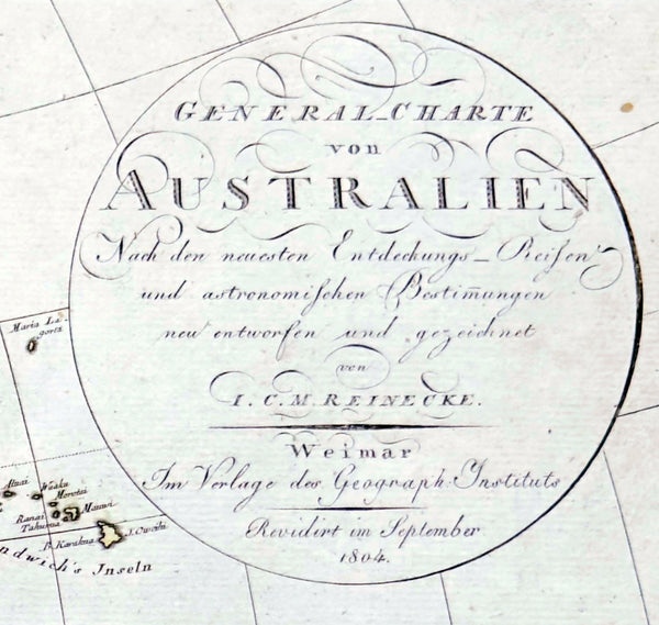 1804 Reinecke Large Antique Map of Australia, New Zealand & Pacific - Ulimaroa