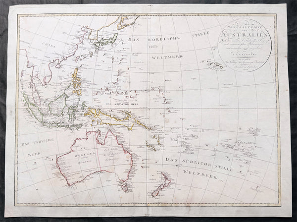 1804 Reinecke Large Antique Map of Australia, New Zealand & Pacific - Ulimaroa