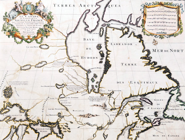 1696 Alexis Hubert Jaillot Large Antique Map North America, Canada & Great Lakes