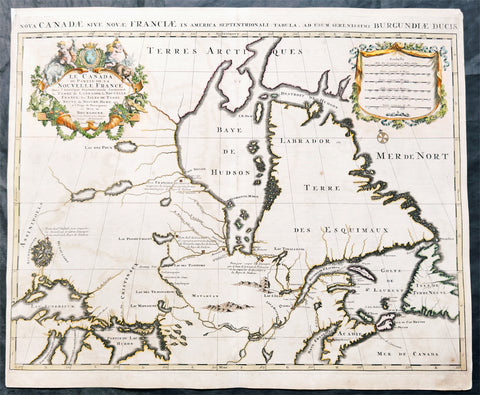1696 Alexis Hubert Jaillot Large Antique Map North America, Canada & Great Lakes