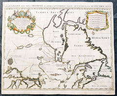 1696 Alexis Hubert Jaillot Large Antique Map North America, Canada