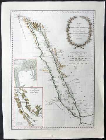1787 D Anville & Niebuhr V. Large Antique Map of The Red Sea Suez, Saudi Arabia