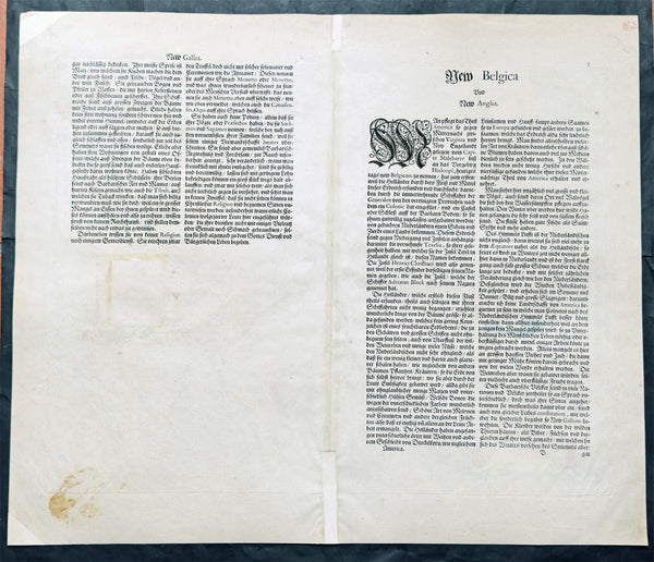 1641 Joan Blaeu Antique Landmark Map New England & New Netherlands