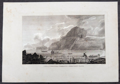 1784 James Cook & Webber Antique 1st edition Print Christmas Bay, Kerguelen Island in 1776