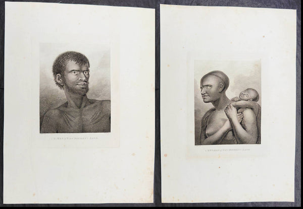 1784 James Cook & Webber Antique 1st Edition Antique Print Man & Woman Van Diemens Land in 1777