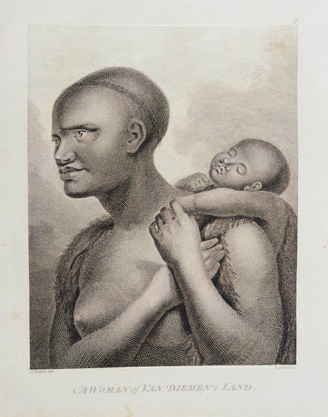 1784 James Cook & Webber Antique 1st Edition Antique Print Man & Woman Van Diemens Land in 1777
