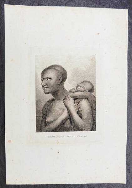 1784 James Cook & Webber Antique 1st Edition Antique Print Man & Woman Van Diemens Land in 1777