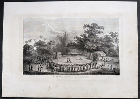 1784 James Cook & John Webber Antique 1st Edition Print Cooks Reception on Lifuka Is, Tonga, 1777