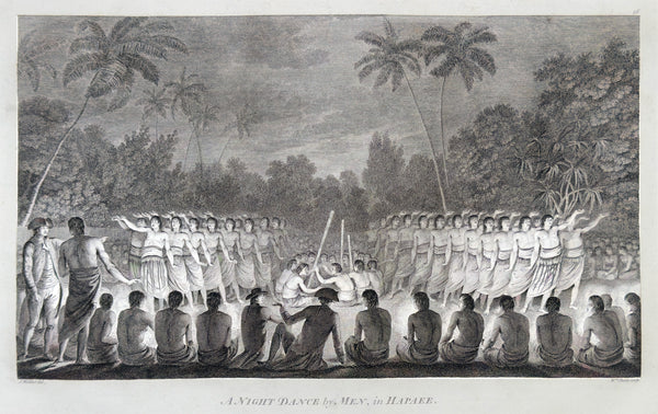 1784 James Cook & John Webber Antique 1st Edition Print Mens Traditional Dance Lifuka Is, Tonga, 1777