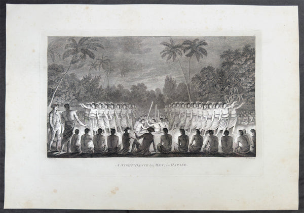 1784 James Cook & John Webber Antique 1st Edition Print Mens Traditional Dance Lifuka Is, Tonga, 1777