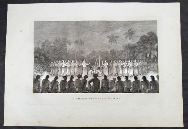 1784 James Cook & John Webber Antique 1st Edition Print Womens Traditional Dance Lifuka Is, Tonga, 1777