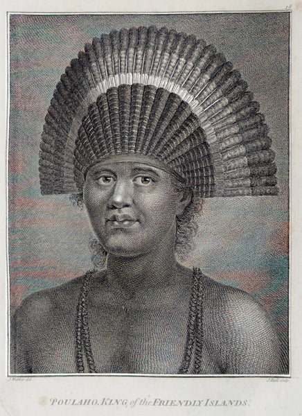 1784 James Cook & John Webber Antique 1st Edition Print Poulaho, the King or Tu'i Tonga, 1777