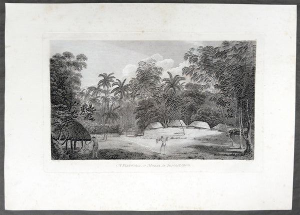 1784 James Cook & John Webber Antique 1st Edition Print a Fa'itoka in Tongatapu, Tonga, 1777