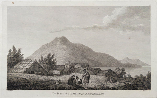 1784 James Cook Antique 1st Edition Print Meretoto, Ship Cove Marea Queen Charlotte Sound, New Zealand, 1777