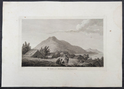 1784 James Cook Antique 1st Edition Print Meretoto, Ship Cove Marea Queen Charlotte Sound, New Zealand, 1777