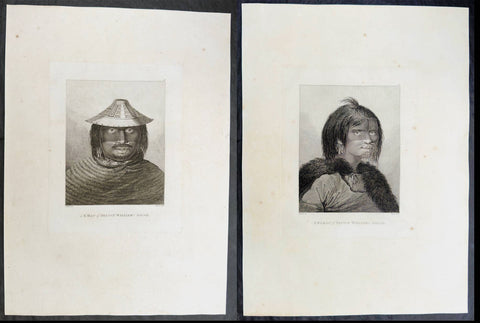 1784 James Cook & John Webber Antique 1st Edition Print Man & Woman of Prince William Sound, Alaska, 1778