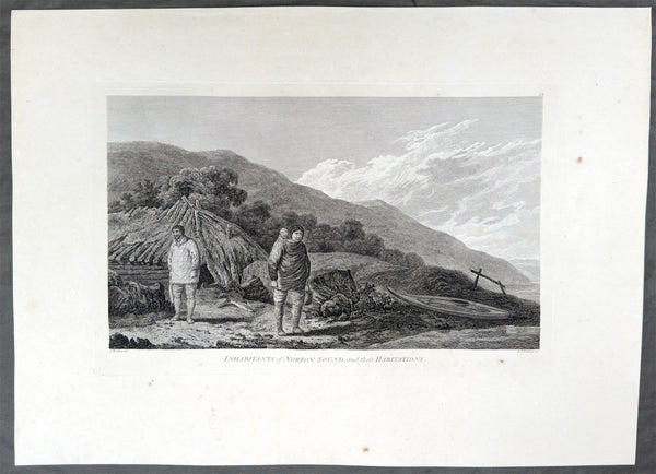 1784 James Cook & John Webber Antique 1st Edition Print Village of Norton Sound, Alaska 1778