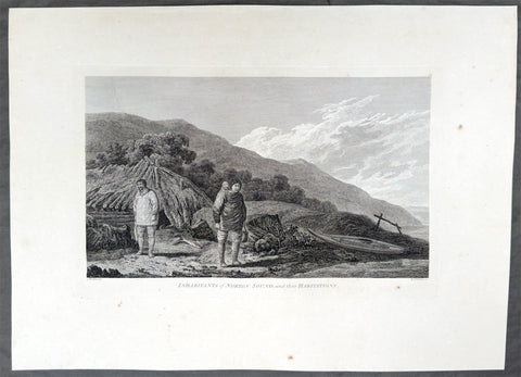 1784 James Cook & John Webber Antique 1st Edition Print Village of Norton Sound, Alaska 1778