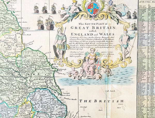 1710 Herman Moll Large Antique Map of England & Wales - Beautiful