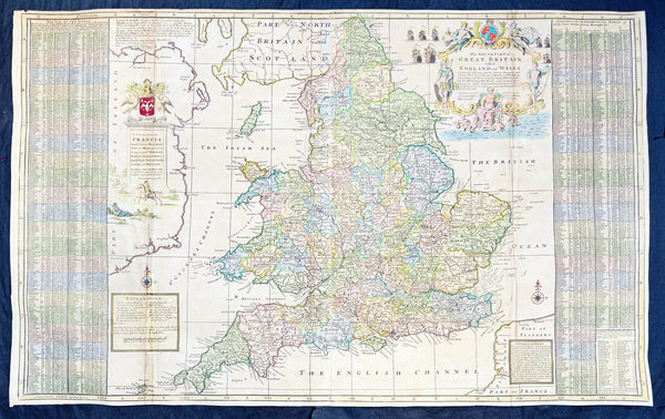 1710 Herman Moll Large Antique Map of England & Wales - Beautiful