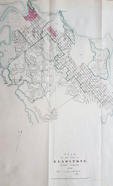 1854 John Arrowsmith Rare Antique Map, Early Town Plan of Gladstone, Queensland
