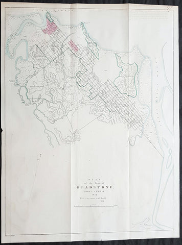 1854 John Arrowsmith Rare Antique Map, Early Town Plan of Gladstone, Queensland