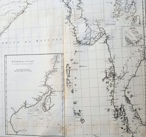 1752 D Anville Large Original Antique Map of India Sri Lanka Burma Siam - Scarce