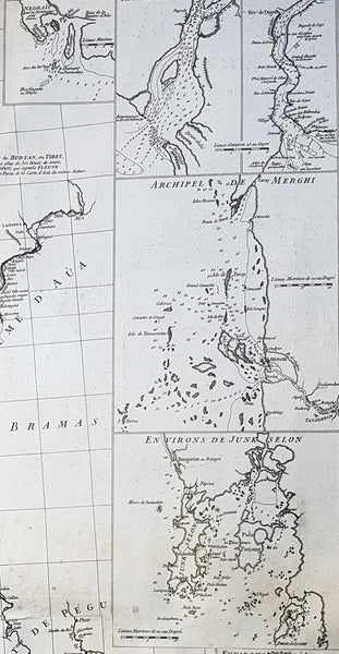 1752 D Anville Large Original Antique Map of India Sri Lanka Burma Siam - Scarce