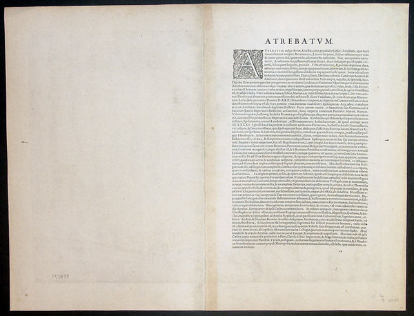 1575 Braun & Hogenberg Large Antique Map of the City of Arras, France