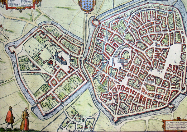 1575 Braun & Hogenberg Large Antique Map of the City of Arras, France