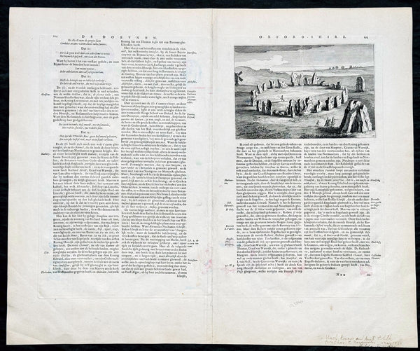 1647 Joan Blaeu Antique Map of the English County of Oxfordshire, Beautiful
