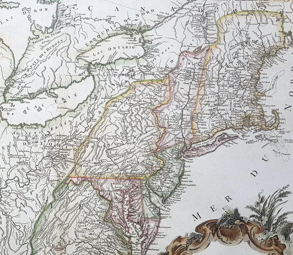 1768 Robert De Vaugondy Large Antique 2nd edition Map of Colonial United States