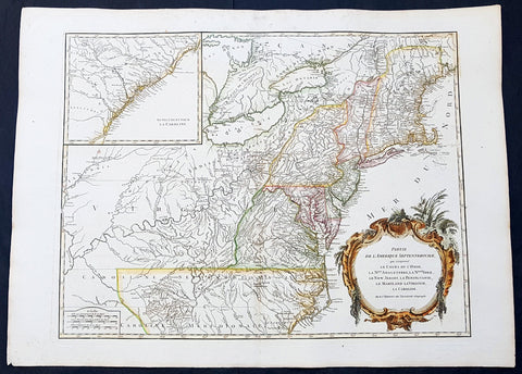 1768 Robert De Vaugondy Large Antique 2nd edition Map of Colonial United States