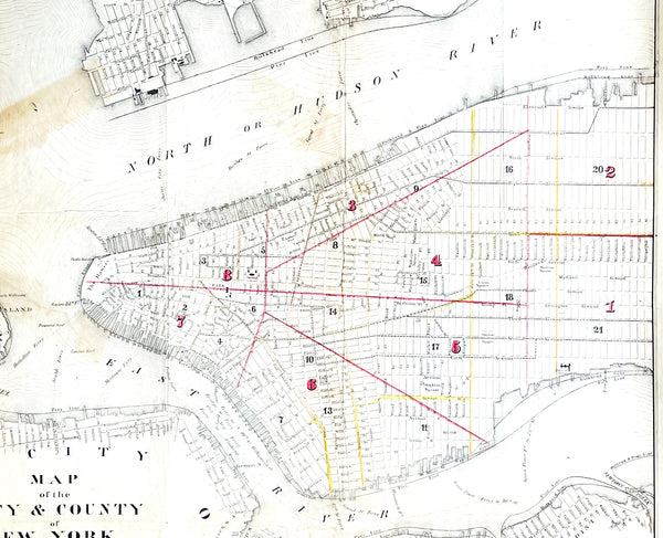 1861 D T Valentine Antique Map of New York City in two parts