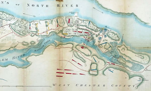 1861 (1776) Valentine Antique Revolutionary Map of Attack on New York City