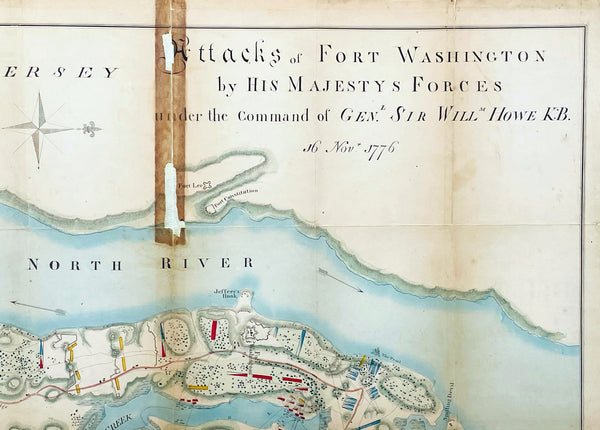 1861 (1776) Valentine Antique Revolutionary Map of Attack on New York City