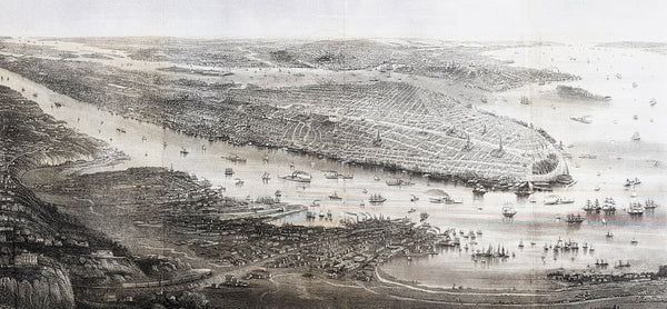 1869 Shannon & Rogers Birds Eye View of New York City - New York Manual