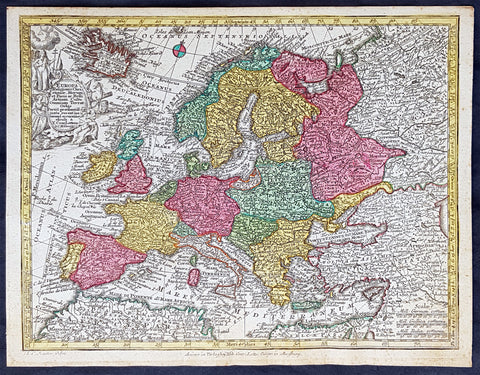 1744 Georg Mattaus Seutter Antique Map of Europe