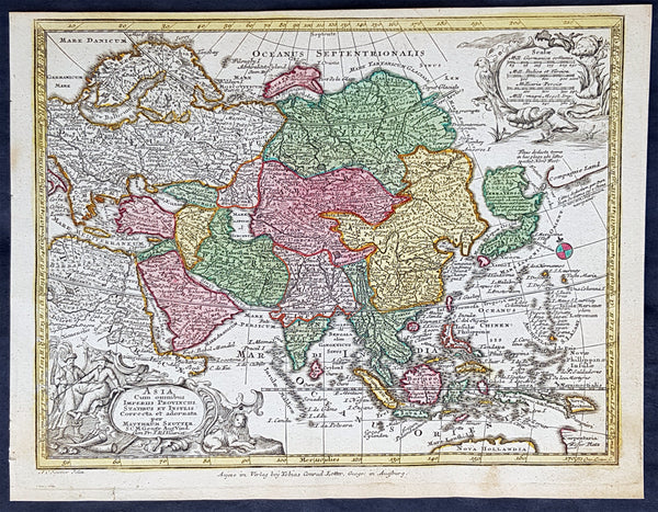 1744 Georg Mattaus Seutter Antique Map of Asia