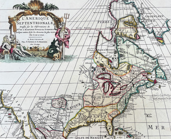 1730 Delisle and Covens & Mortier Foundation Antique Map of North America