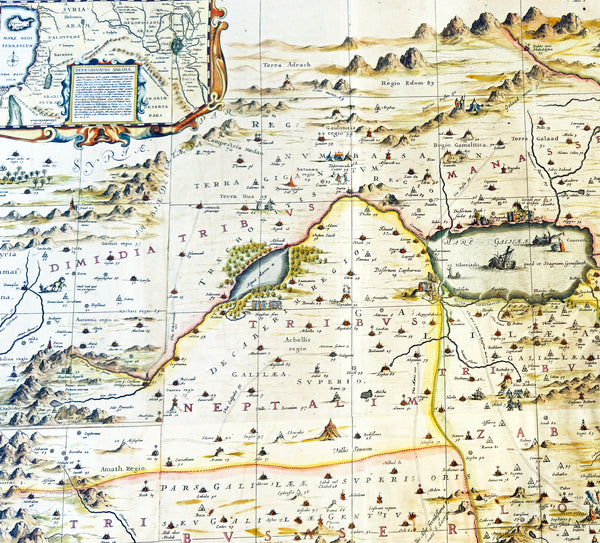 1658 Jansson & Hornius Large Antique Map of the Holy Land, Israel, Palestine XII Tribes