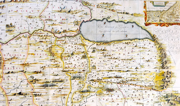 1658 Jansson & Hornius Large Antique Map of the Holy Land, Israel, Palestine XII Tribes