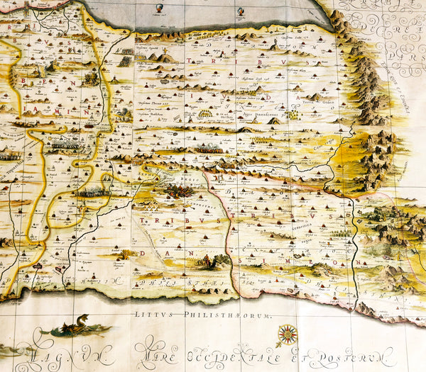 1658 Jansson & Hornius Large Antique Map of the Holy Land, Israel, Palestine XII Tribes